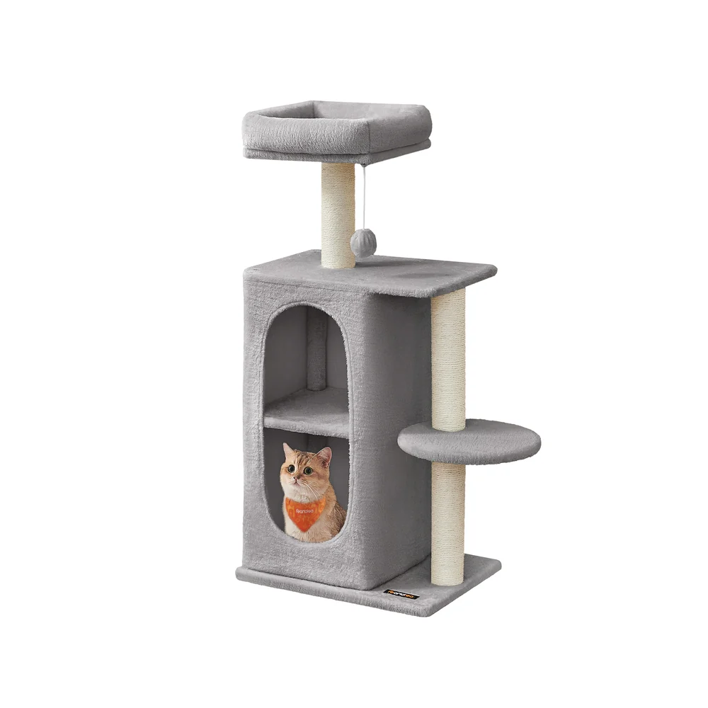 Kleiner Kratzbaum mit zwei Höhlen und Plattform für mehrere Katzen