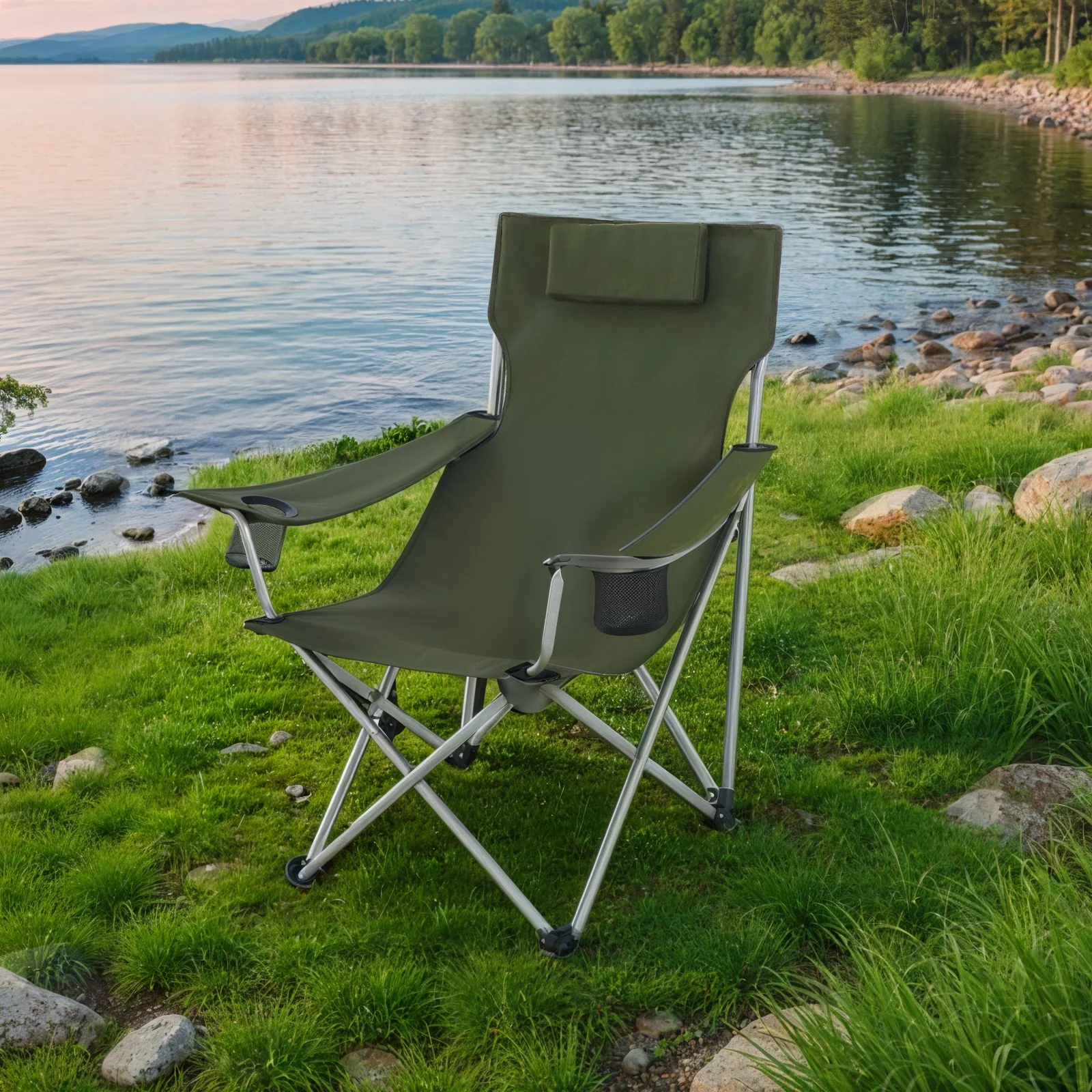 Campingstuhl mit Armlehnen, Kopfstütze und Getränkehaltern - Image 2