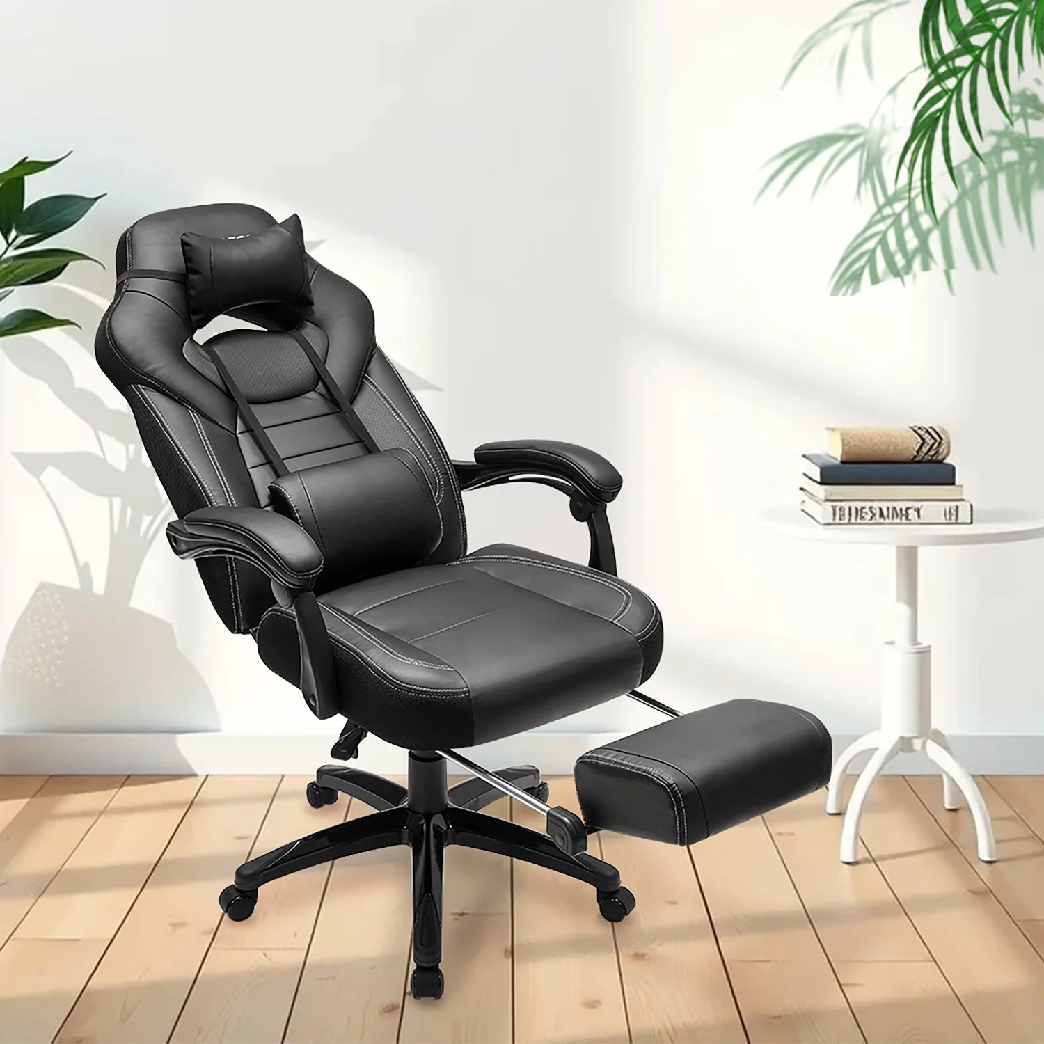 Ergonomischer Bürostuhl mit Fußstütze