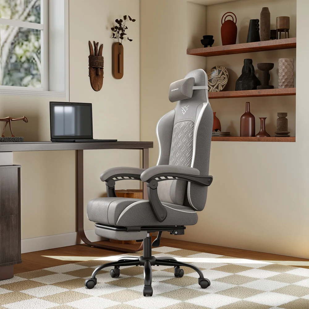 Ergonomischer Gaming Stuhl mit Fußstütze und Federkissen - Image 2