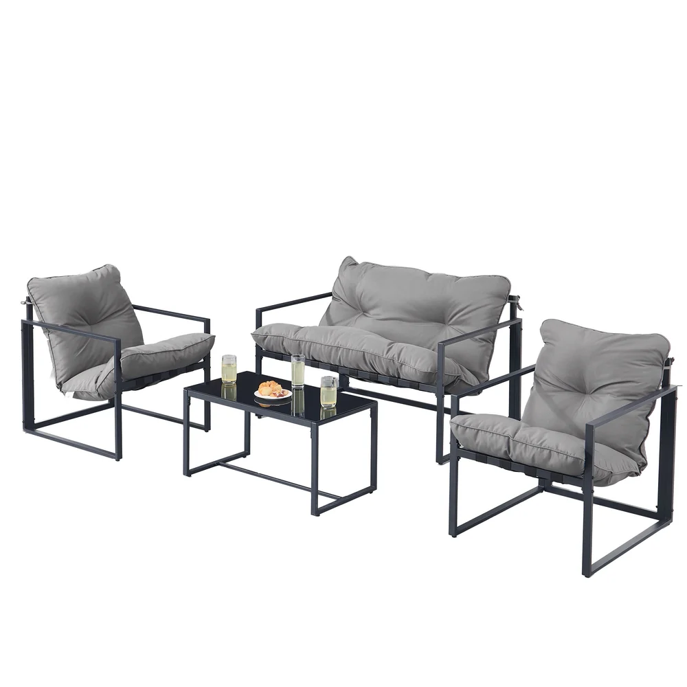 Gartenmöbel Set mit 2 Stühlen,1 Tisch und 1 Bank für Balkon - Image 2