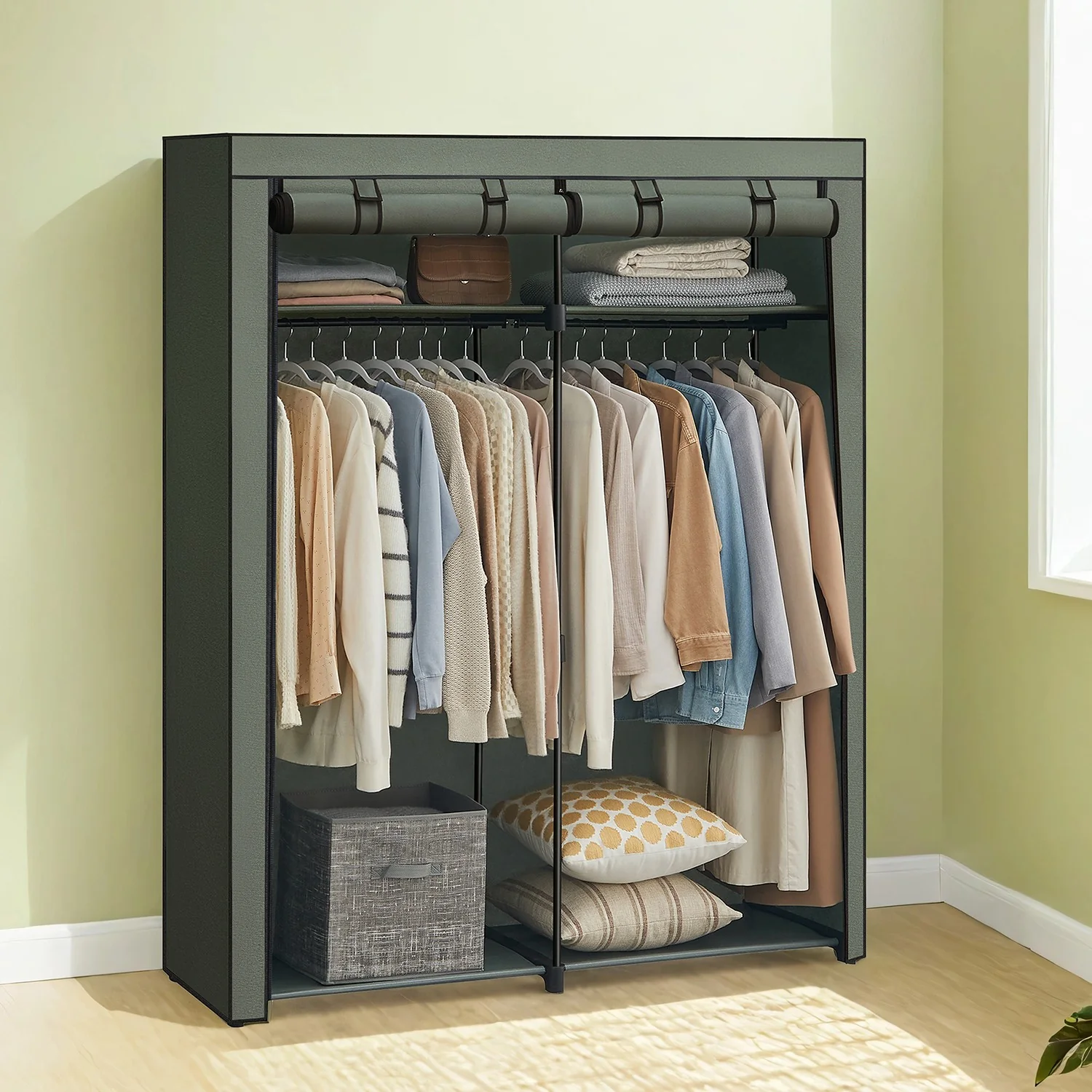 Kleiderschrank mit 2 Kleiderstangen faltbar