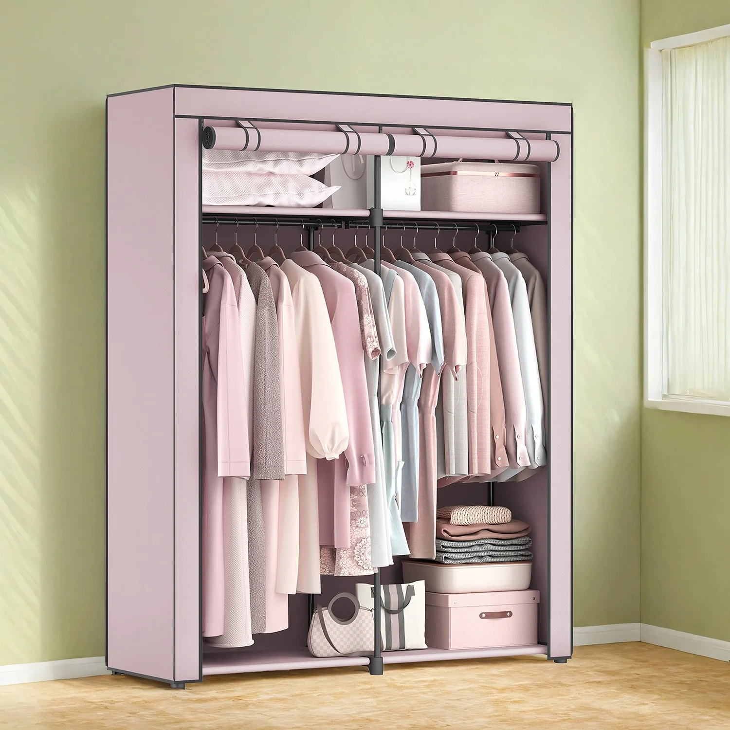 Kleiderschrank mit 2 Kleiderstangen faltbar - Image 5
