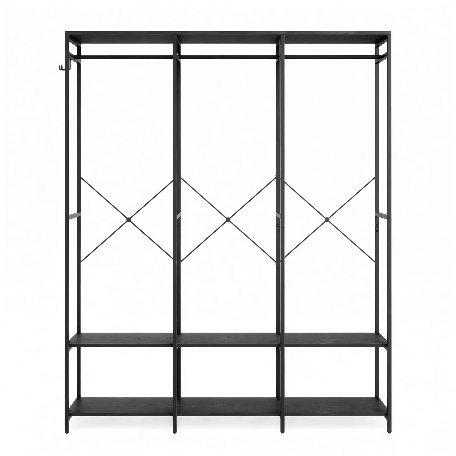 Kleiderschrank offen mit Kleiderstange und Haken - Image 4