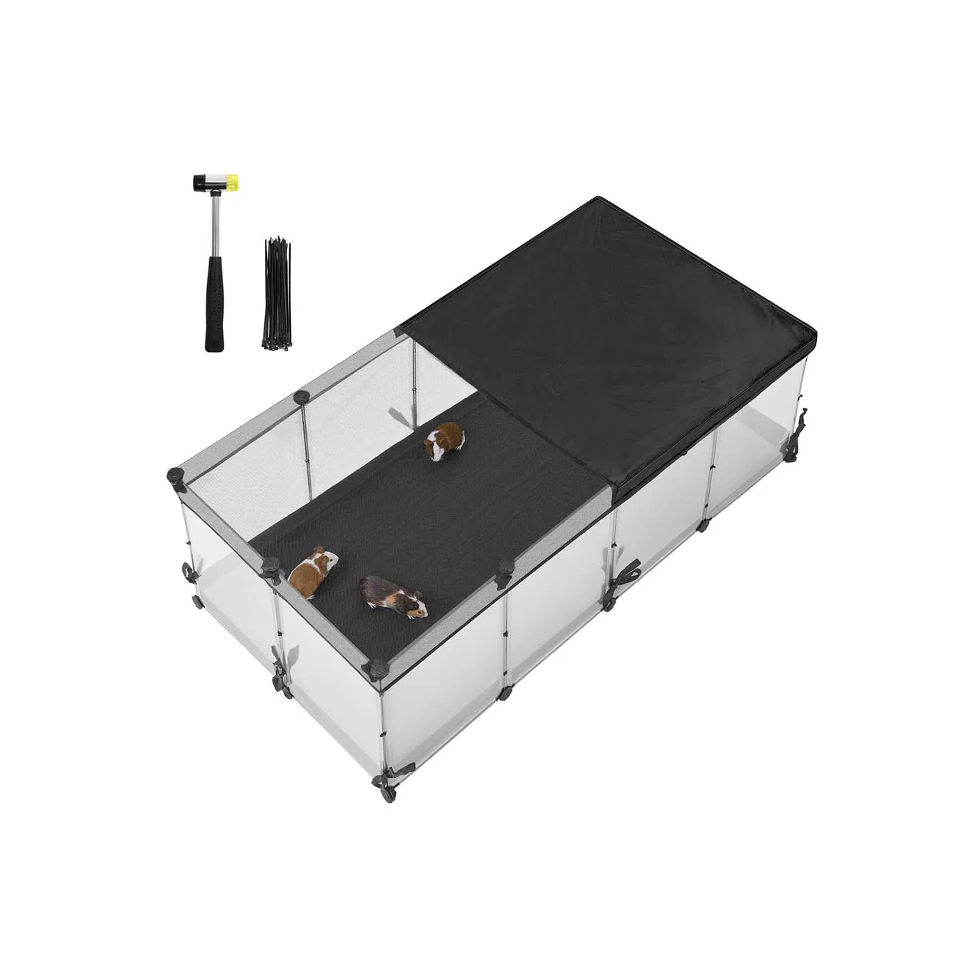 Kleintiergehege mit transparenten Platten und wasserdichtem Stoffboden