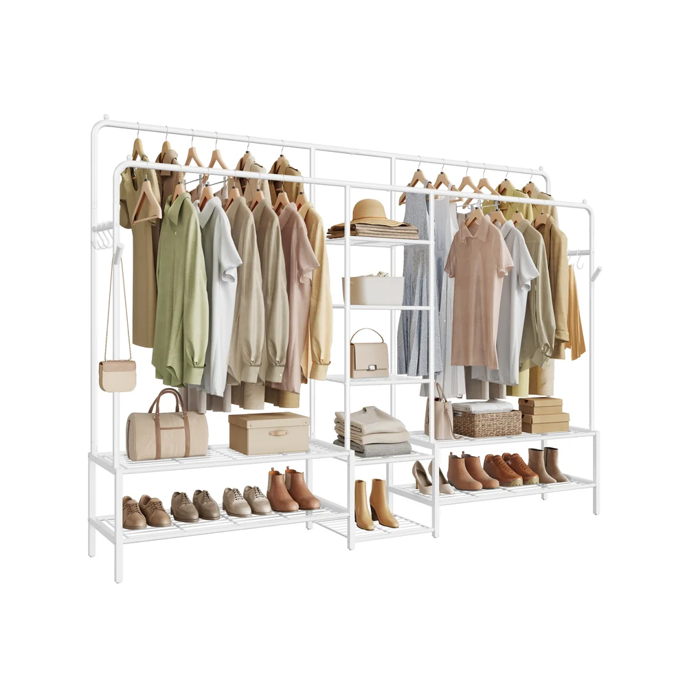 Offener Kleiderschrank mit Metallrahmen und mehreren Ebenen - Image 4