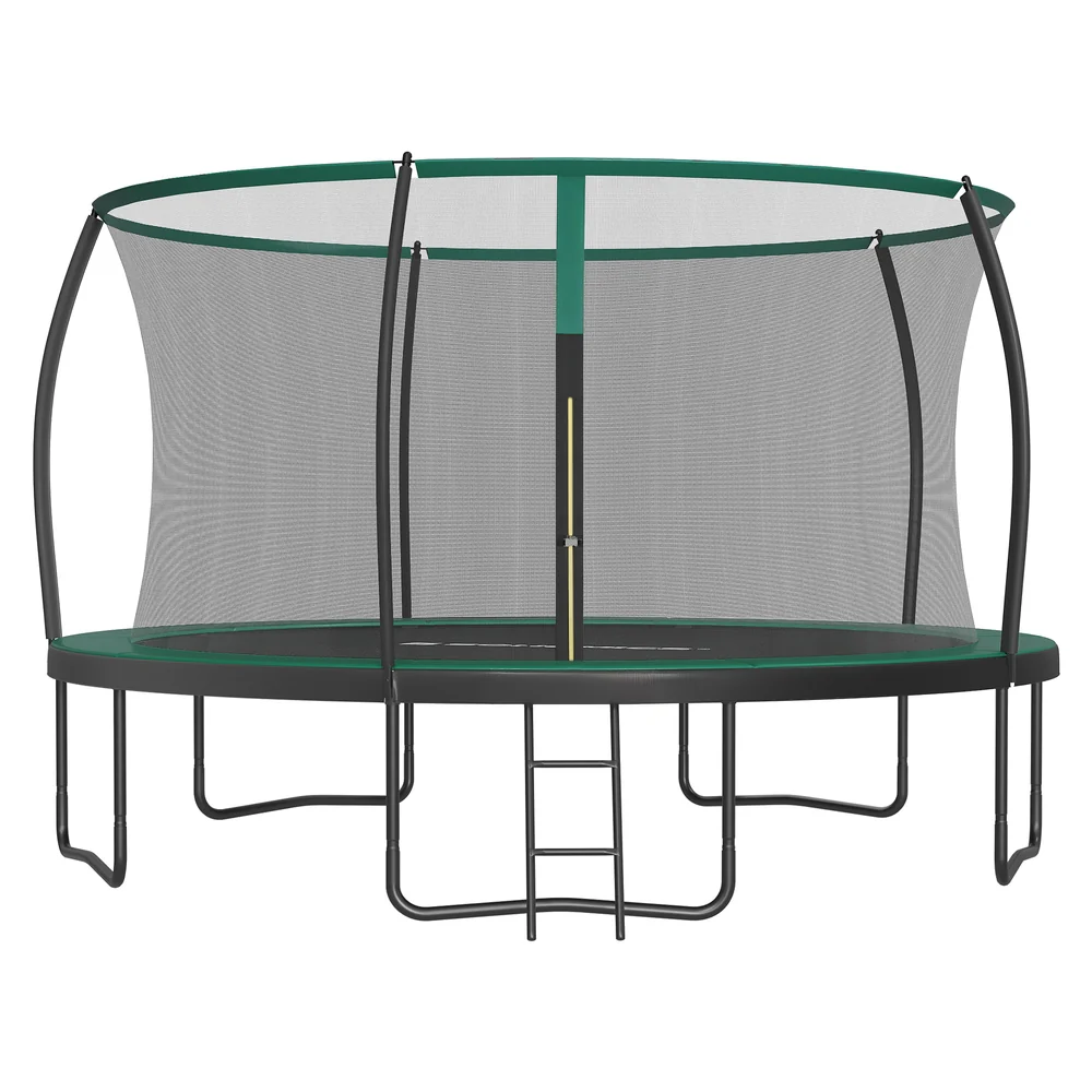 rundes Gartentrampolin mit Leiter und gepolsterten Stangen