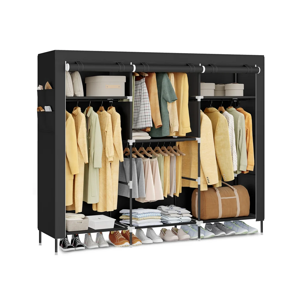 Stoffkleiderschrank mit Kleiderstange und praktischen Ablagen - Image 2