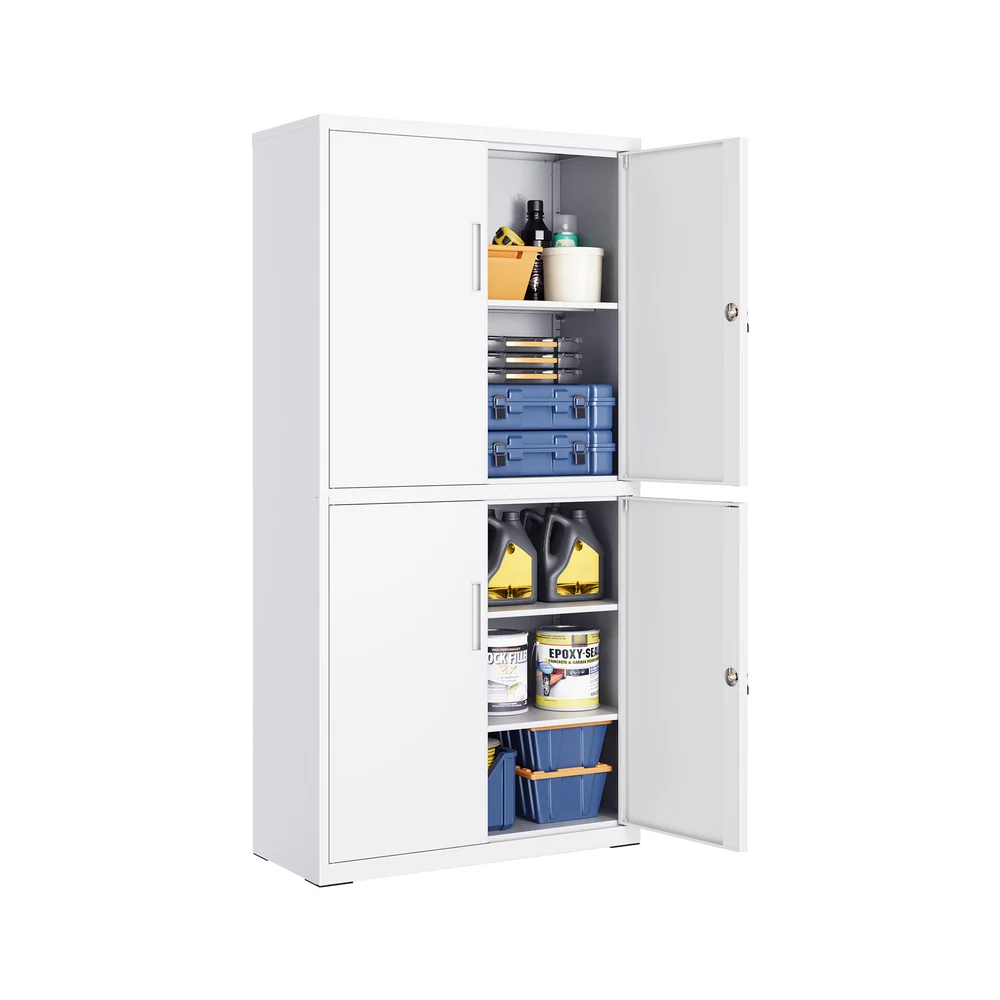 Vielseitiger Stahlschrank mit 4 Türen und verstellbaren Ebenen