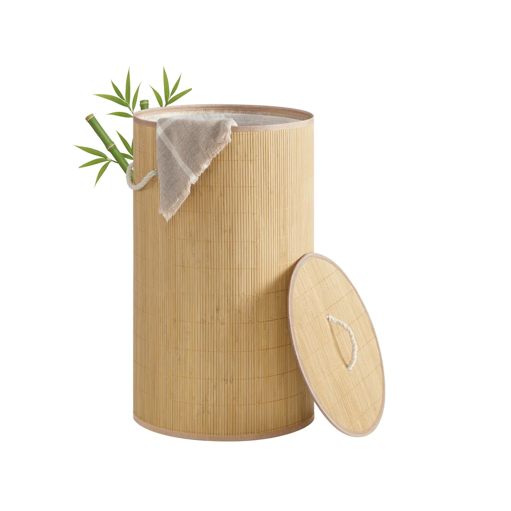 Wäschekorb aus Bambus mit Deckel und herausnehmbarem Sack - Image 3