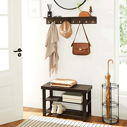 Wandgarderobe mit 4 Doppelhaken  vintagebraun
