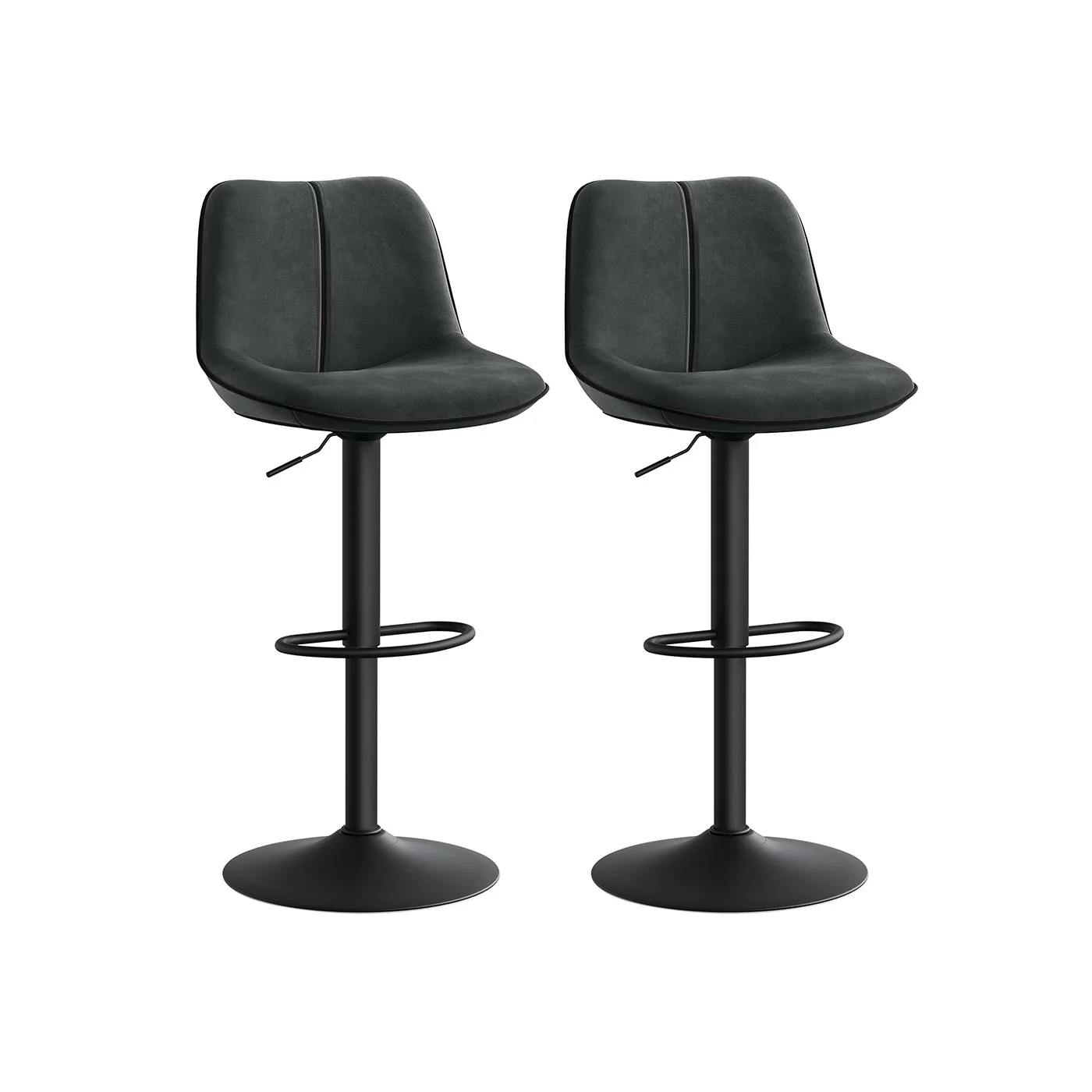 Barhocker Set höhenverstellbar mit drehbarer Sitzfläche und Samtbezug - Image 2