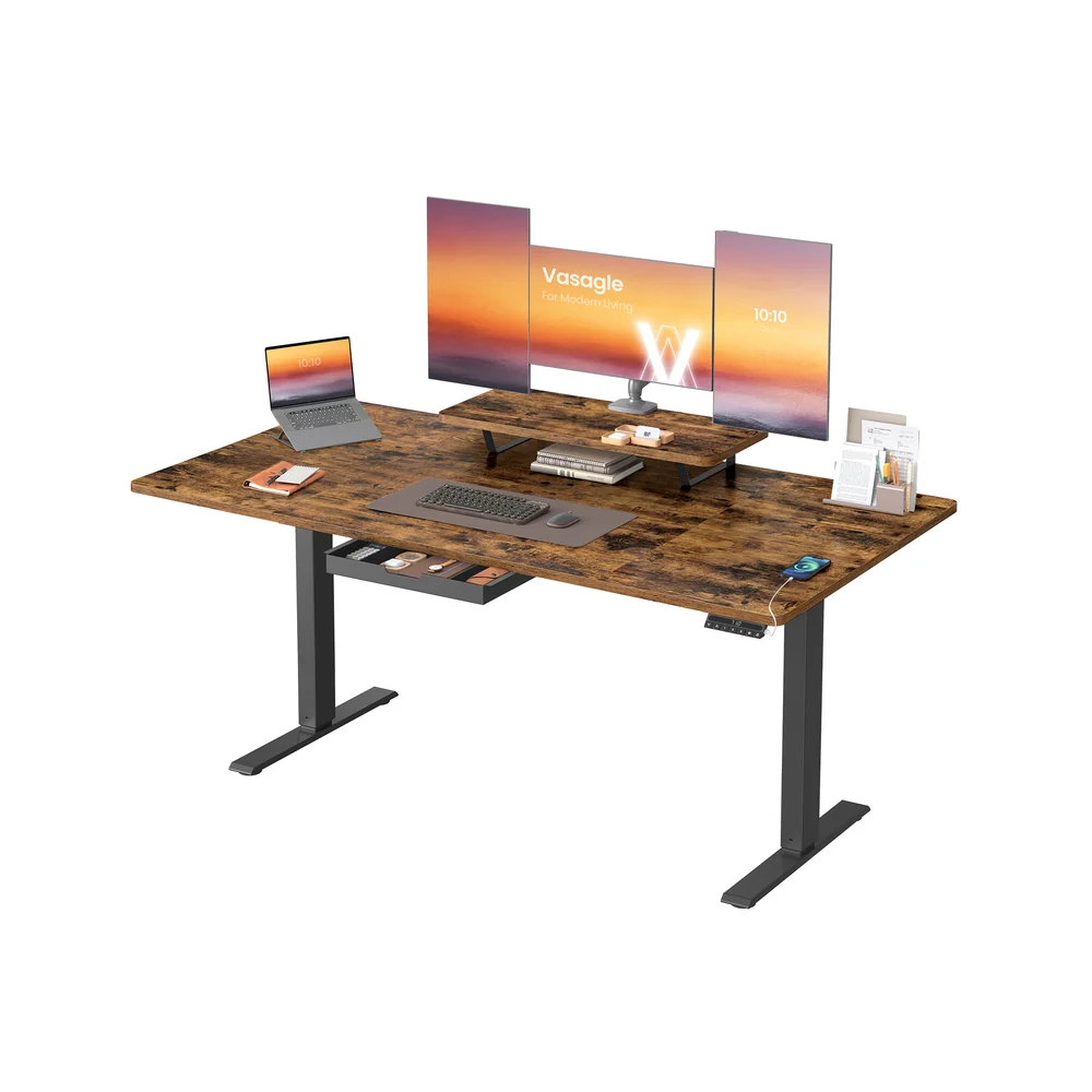Höhenverstellbarer Schreibtisch mit Monitorständer und USB - Image 3
