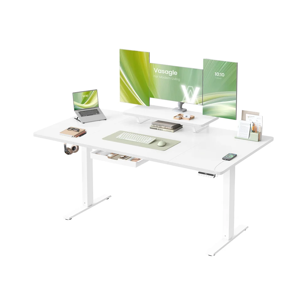 Höhenverstellbarer Schreibtisch mit Monitorständer und USB - Image 4
