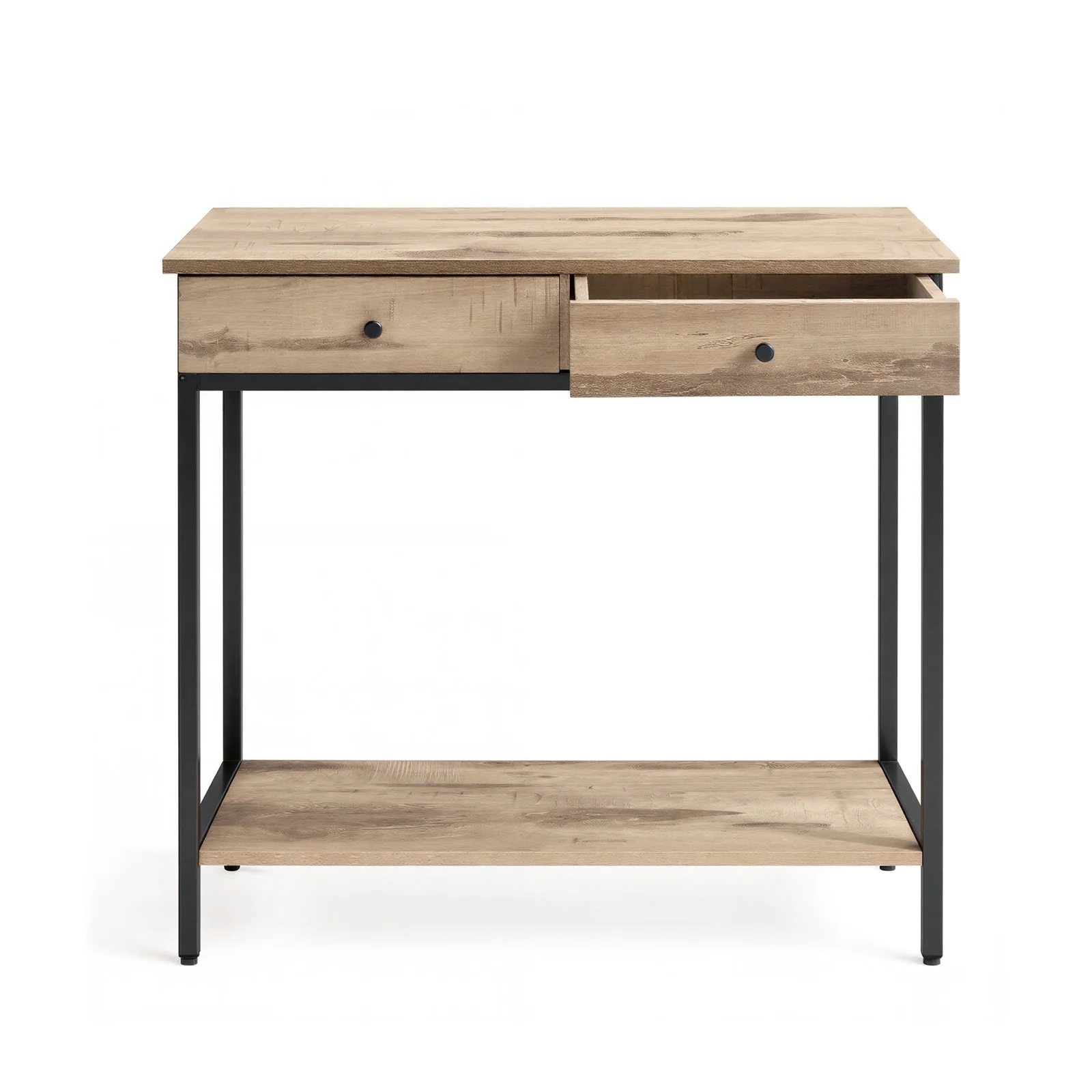 Konsolentisch mit 2 Schubladen und Stahlgestell vintagebraun-schwarz - Image 3