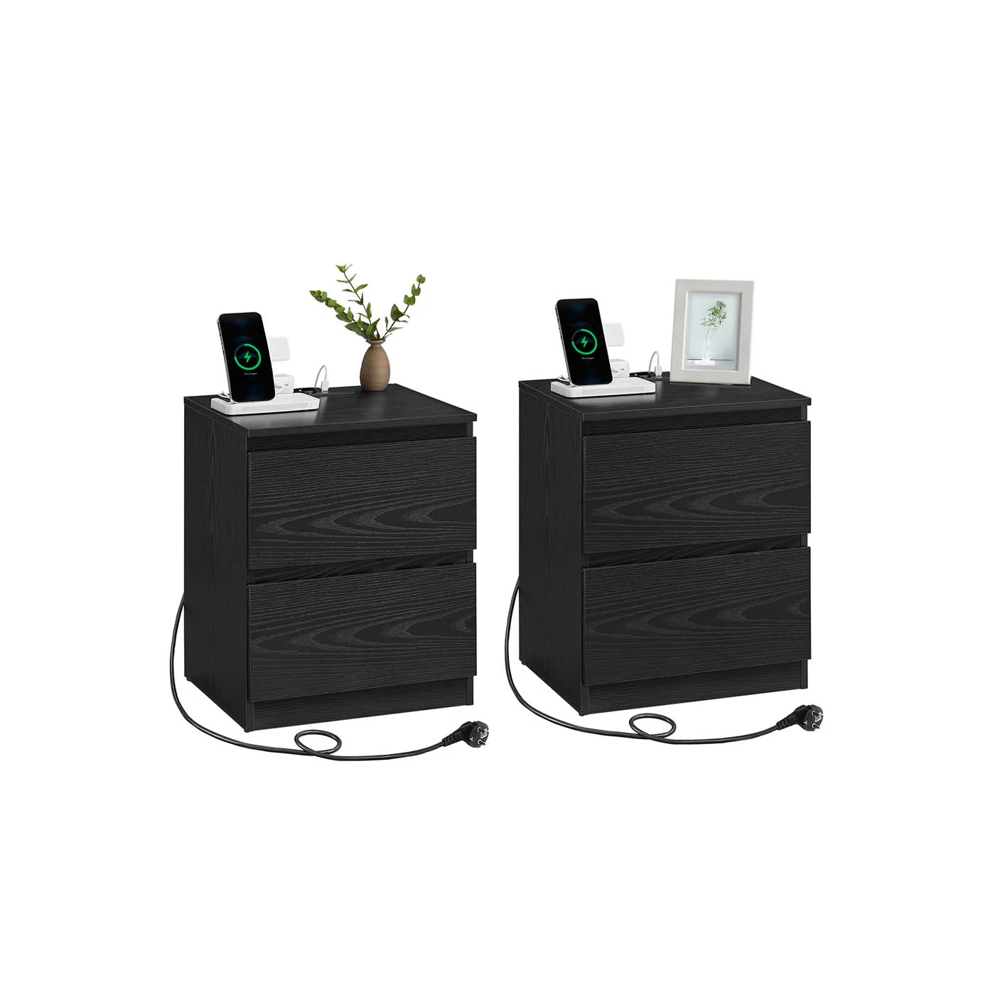 Moderner Nachttisch mit Steckdosenleiste und Schubladen fürs Schlafzimmer - Image 2