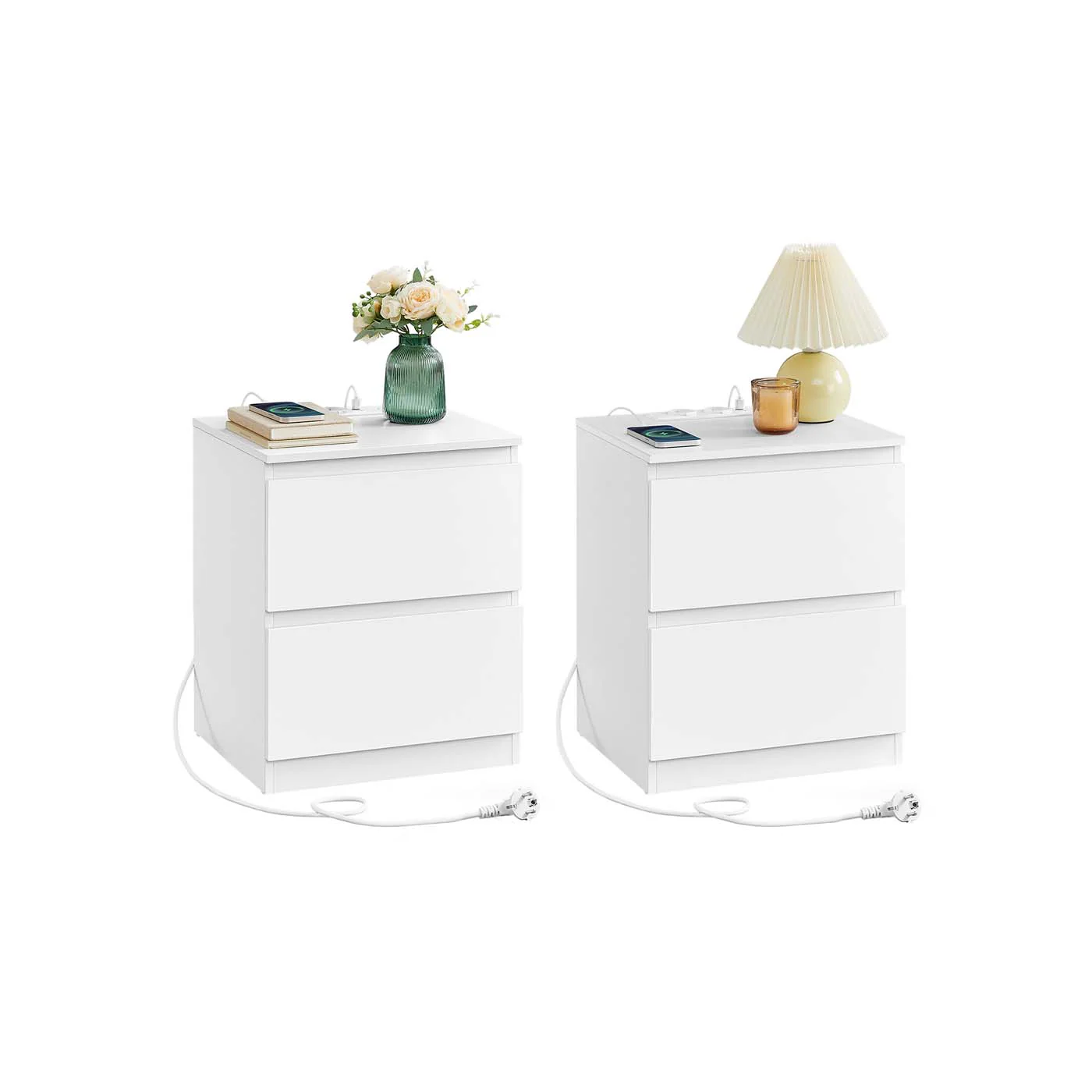 Moderner Nachttisch mit Steckdosenleiste und Schubladen fürs Schlafzimmer - Image 3