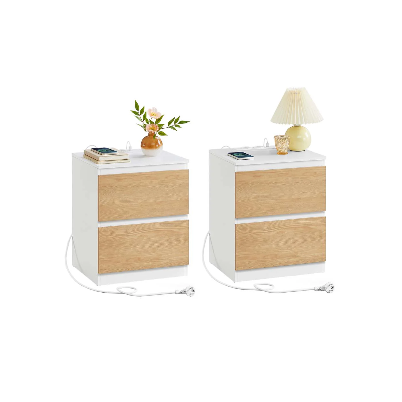 Moderner Nachttisch mit Steckdosenleiste und Schubladen fürs Schlafzimmer - Image 4