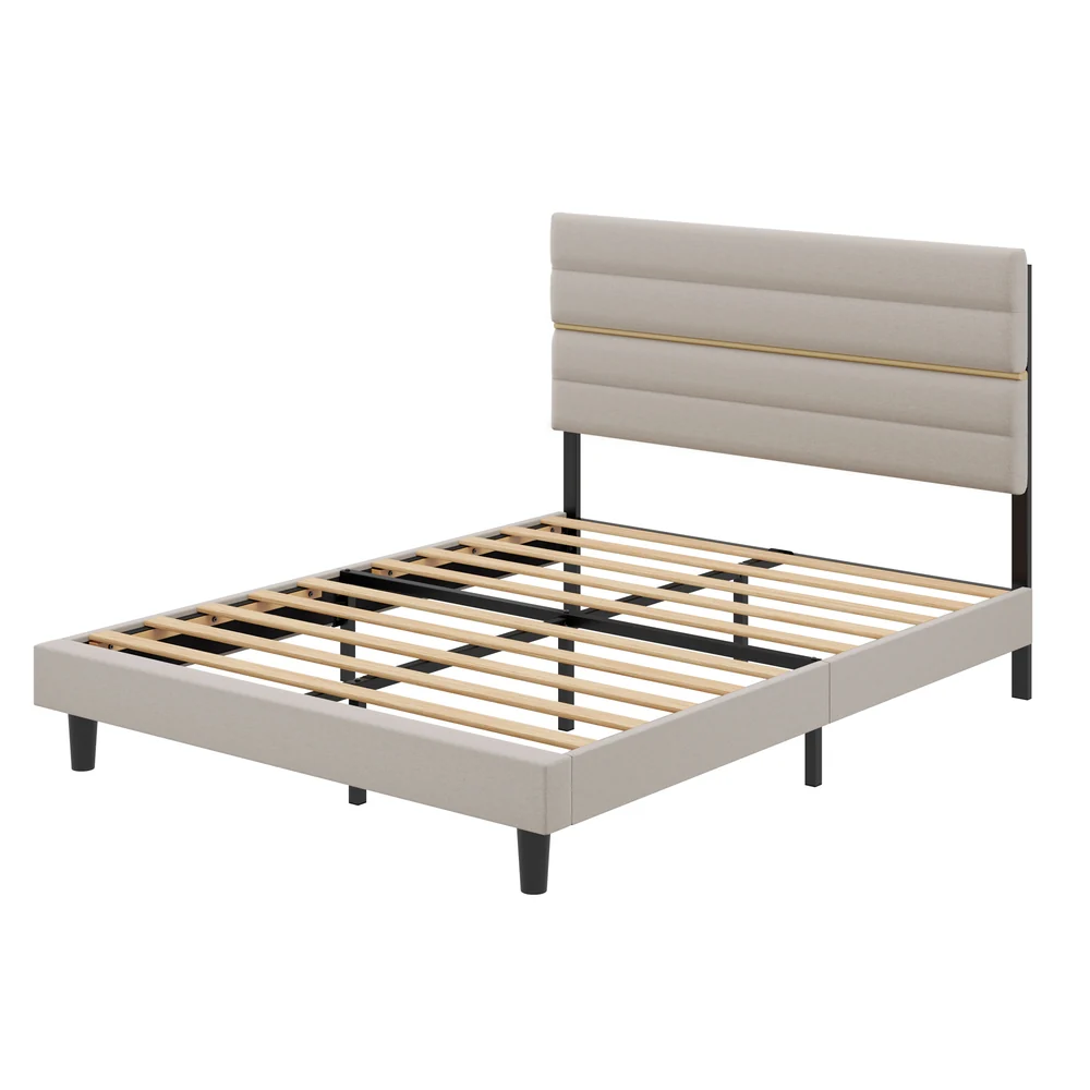 Modernes Doppelbettgestell mit gepolstertem Kopfteil für Schlafzimmer - Image 2