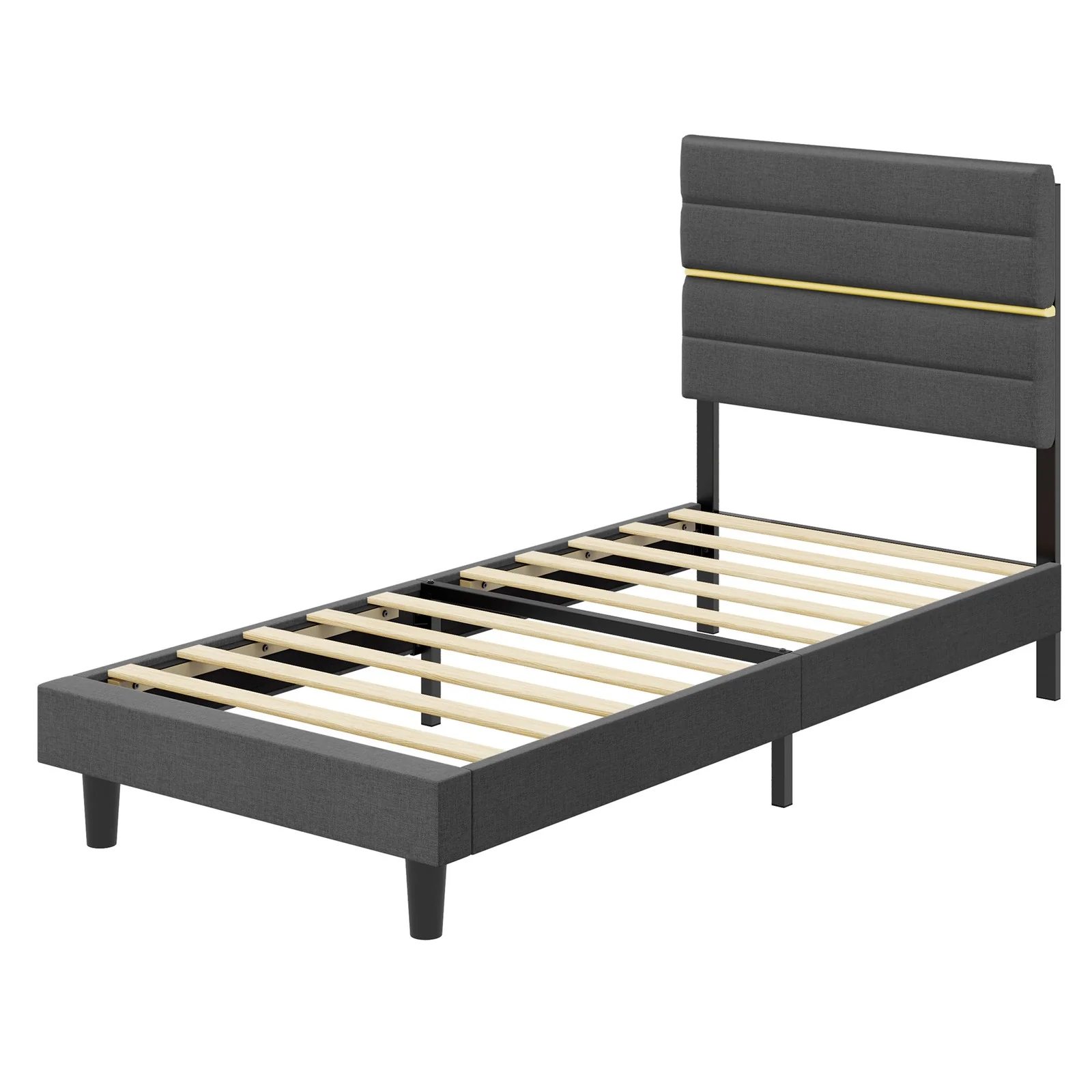 Modernes Doppelbettgestell mit gepolstertem Kopfteil für Schlafzimmer - Image 3