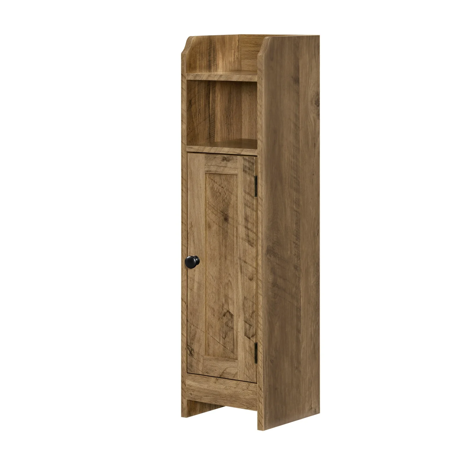 Schmaler Badezimmerschrank mit Tür und Regal für kleines Bad