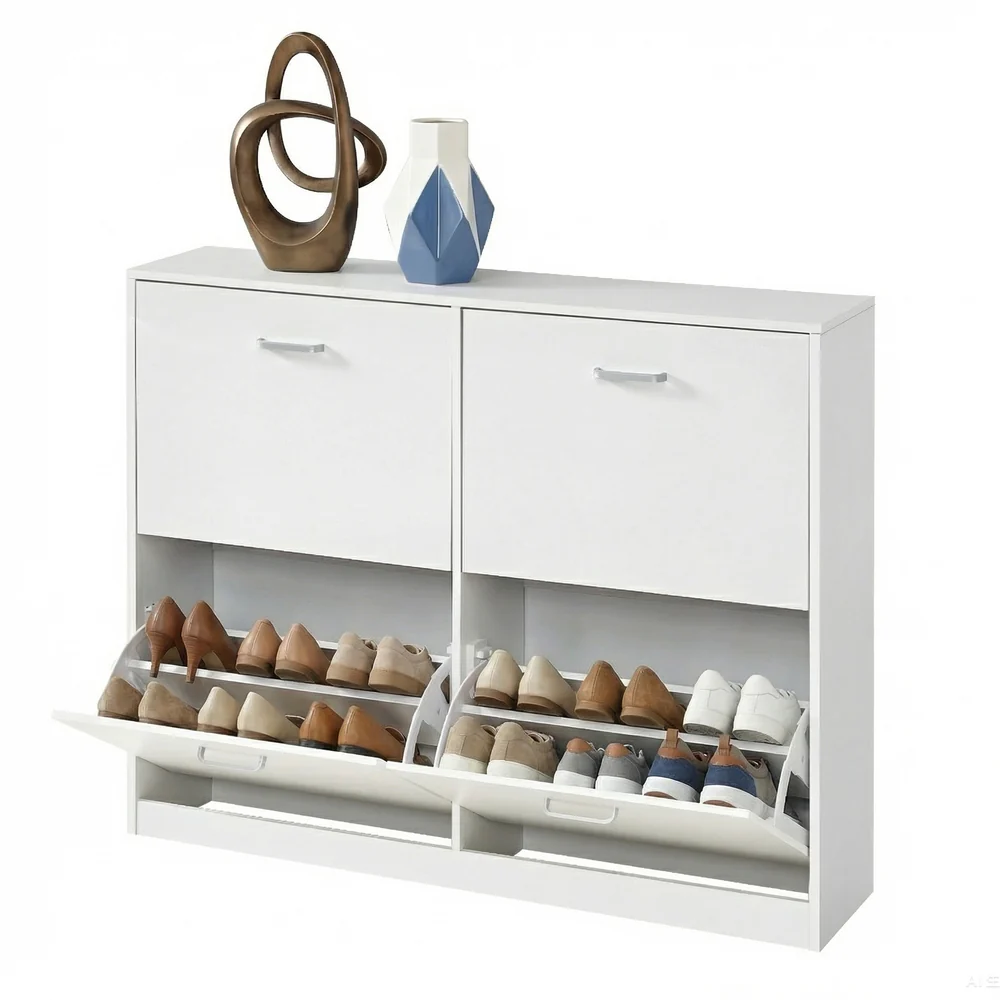 Schuhschrank mit vier Klappen und verstellbarer Trennwand für Flur - Image 2
