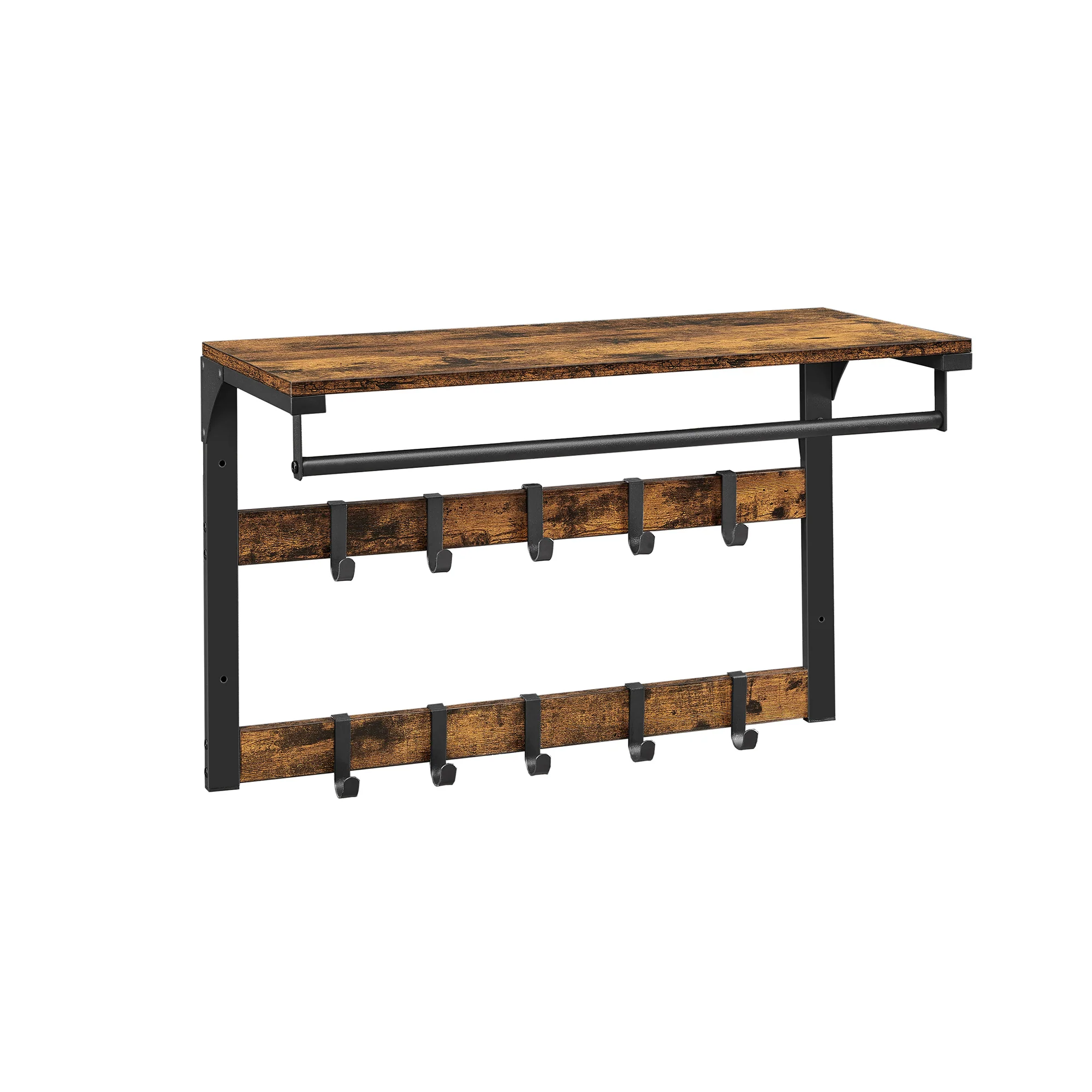 Wandgarderobe mit Ablage und 10 abnehmbaren Haken