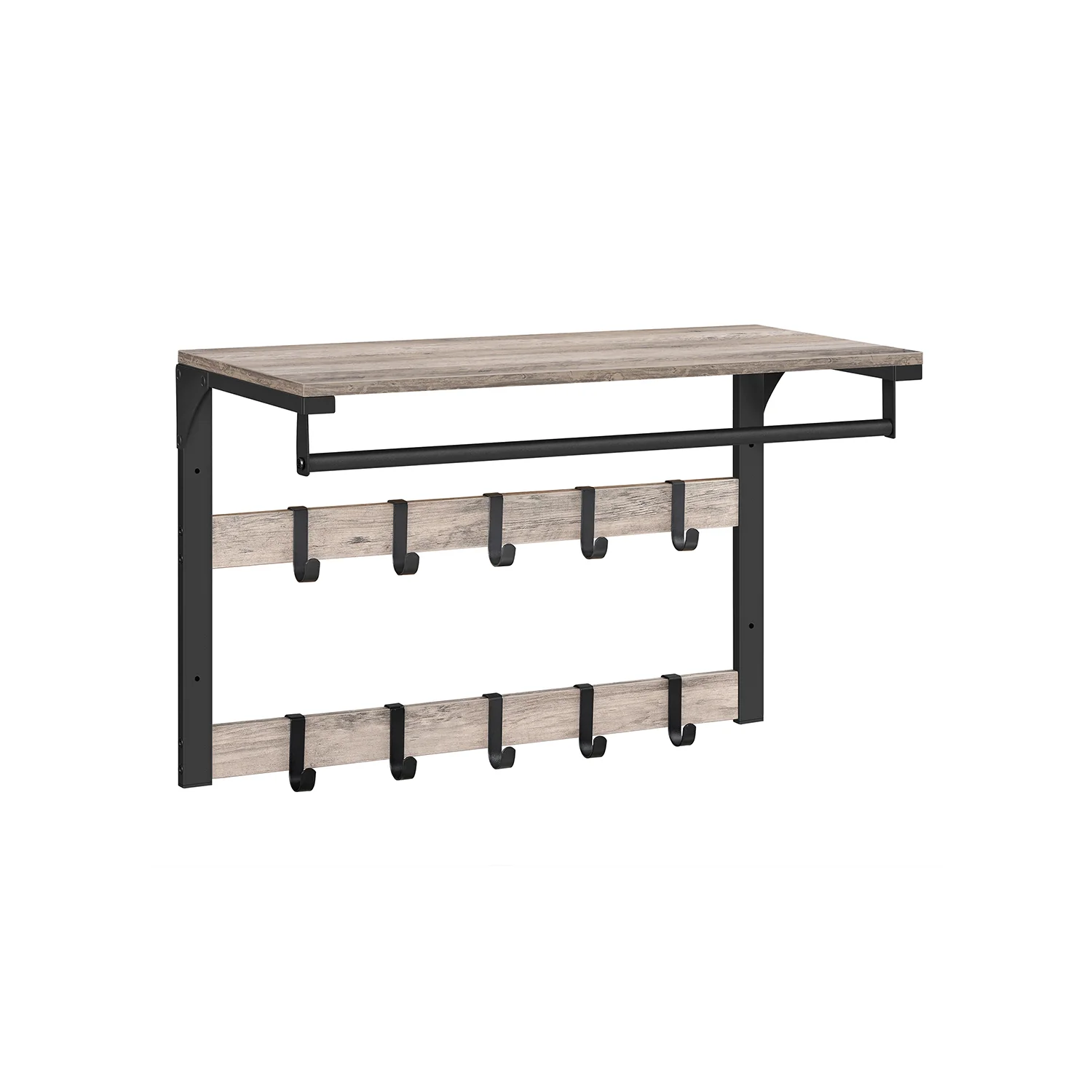 Wandgarderobe mit Ablage und 10 abnehmbaren Haken - Image 3