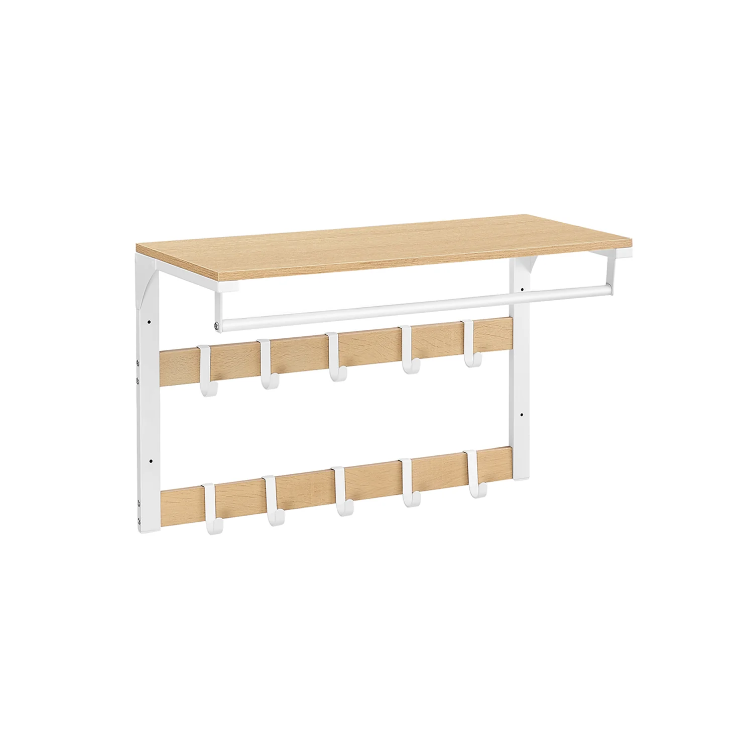 Wandgarderobe mit Ablage und 10 abnehmbaren Haken - Image 4