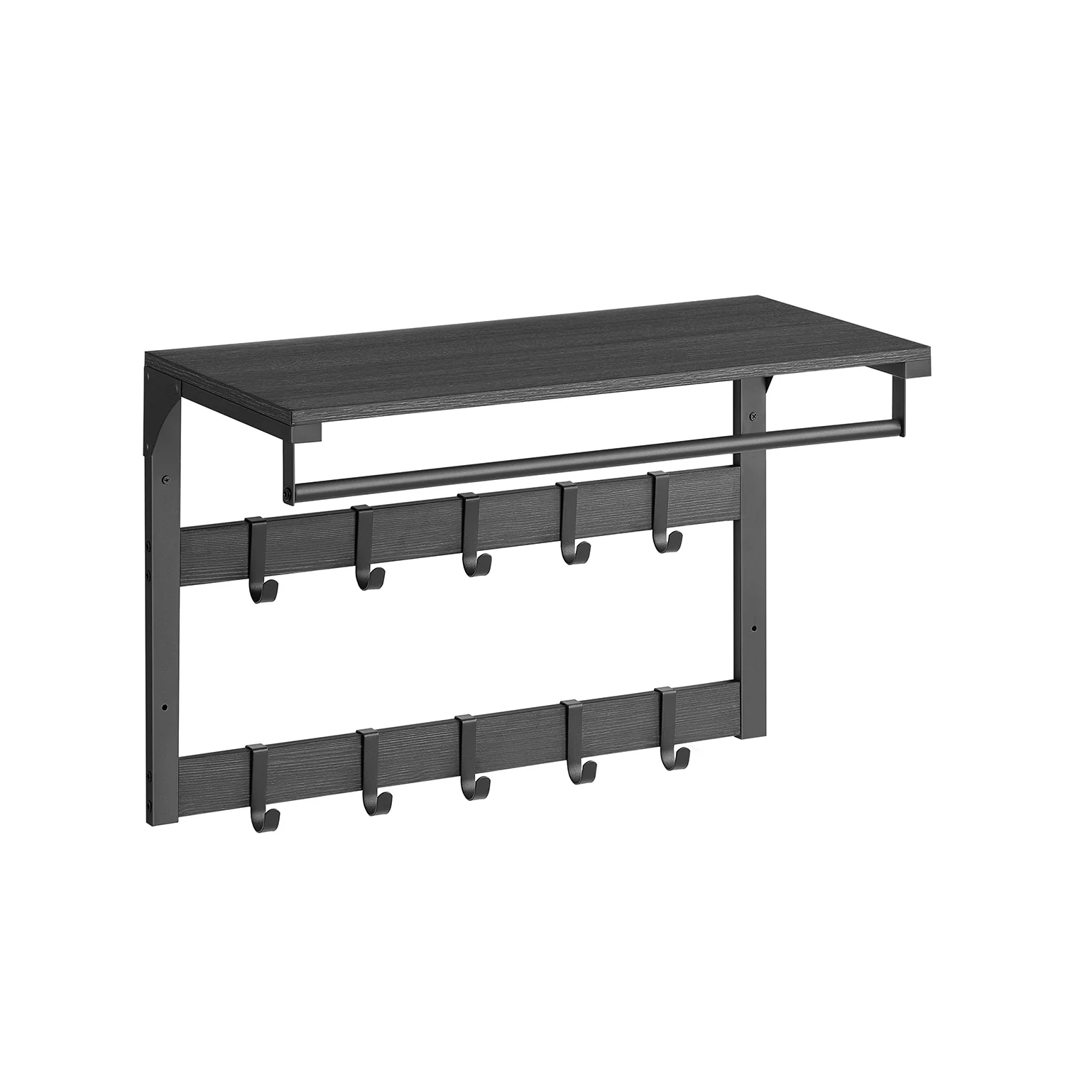 Wandgarderobe mit Ablage und 10 abnehmbaren Haken - Image 6